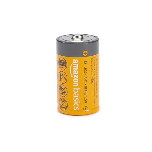 Basics 4-Pack D Cell Alkaline Batteries, 1.5 Volt, 5-Year Shelf Life, Long-Lasting Power, for Clocks