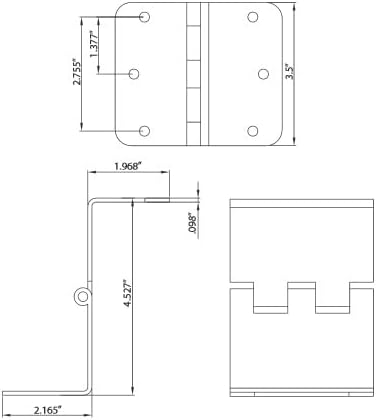 3.5 Inch Swing Clear Offset Door Hinge (5/8" Radius, Satin Nickel)