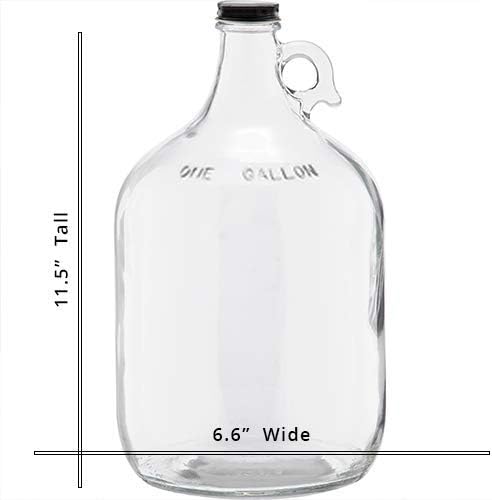 1 Gallon (128oz) Glass Fermenting Jug with Handle, Black Polyseal Lid  Cap
