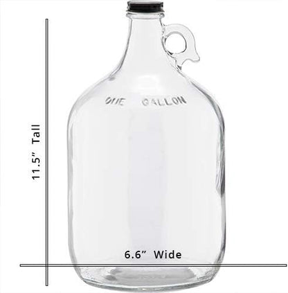 1 Gallon (128oz) Glass Fermenting Jug with Handle, Black Polyseal Lid  Cap