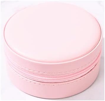 Jewelry Organizer Box Leather Portable Storage Case (PinkRound)