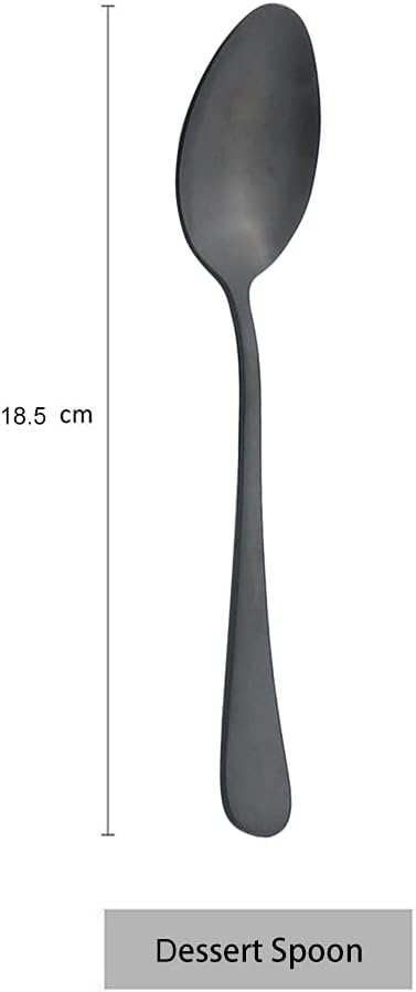 Black Matte Tea Spoons Set 4-Piece, Uniturcky Stainless Steel Dessert Spoons of 4, Flatware Coffee Spoons 7.28-inch, Satin Finish, Dishwasher Safe
