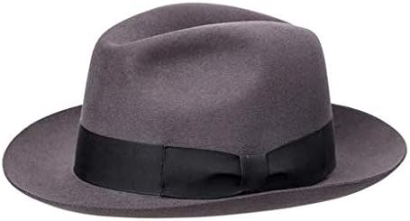 Hats in the bel fry - Belfry Crushable Porkpie Fedora Hat Men's Vintage Style 100% Pure Wool in Black Brown Grey Navy Pecan and Striped Band (caribou Color) L