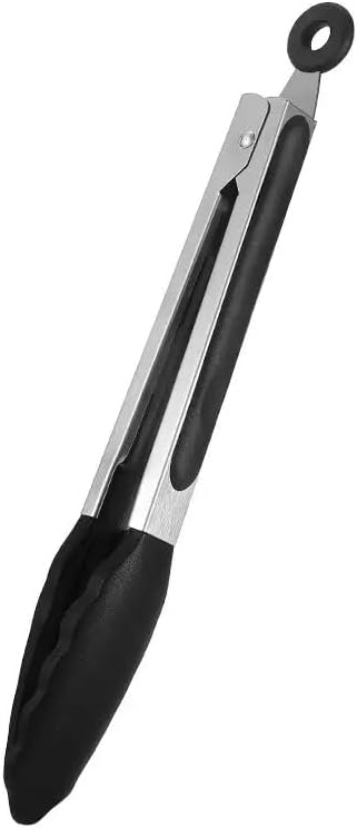 Kitchen Tongs Spatula Tongs for Cooking 11 Inch Barbecue Clamp Spatula for Gripper Bread Clip Fried Steak Clamp Flipping Fish Beefsteak (Black)