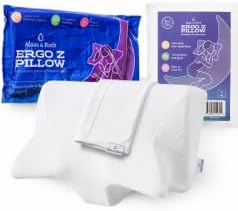 MAAS & BATH Ergo Z Pillow Comfort Set - Ergonomic Memory Foam Pillow with Premium Removable Washable Cotton Pillowcase