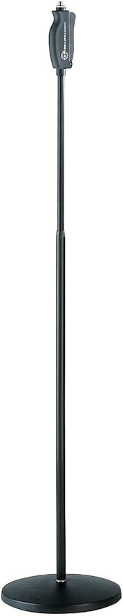 K&M Konig Meyer 26085.500.55 One Hand Microphone Stand Soft Touch Easy Clutch for Adjustable Height Mic Mount Holder Heavy Round Base Professional Grade Made In Germany (Black)