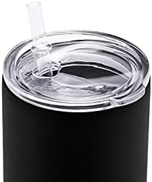 Double Wall 188 Stainless Steel Vacuum slim skinny tumbler with straw and lid, insulated travel mug keeping beverage cold and warm (pink, 20oz)
