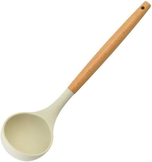 Chinese style wooden handle silicone spatula cooking pot spatula non stick pot household kitchen good item set white silicone kitchen utensils pot spoon (Spoon)