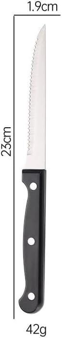 2 Pack Serrated Steak Knives, Stainless Steel Dinner Knives with Black Handles, Table Knife Set for Steak, Bread, Fruit, Pizza, Kitchen Dining, Silver