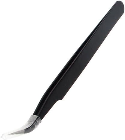 Auniwaig Anti-static Tweezers 4.72 inch Length ESD-15 tweezers Precision Slant Flat Tip tweezers for Craft DIY Electronics Repair Tool Black 1 pcs
