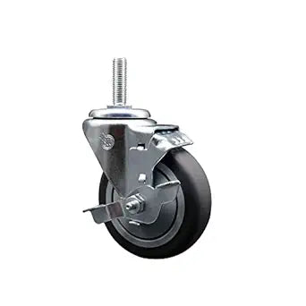 Thermoplastic Rubber Swivel Threaded Stem Caster - 4" x 1.25" Gray Wheel and 34" Stem  Top Locking Brake - 250 lbs CapacityCaster - Service Caster Brand