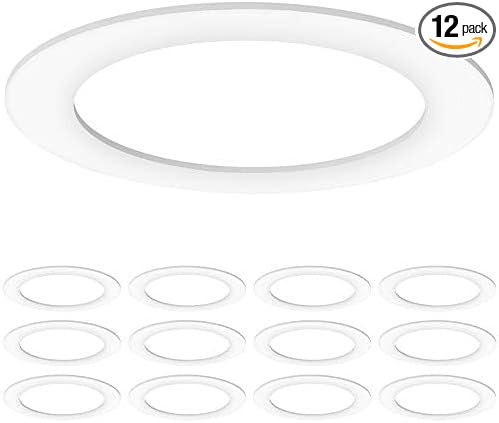 Sunco 12 Pack Goof Rings for 6 Inch Recessed Lights, Flush Mount White Can Light Trim Ring Cover, Outer Diameter 8.6 Inch, Inner Diameter 6.2 Inch, Paintable Surface, Matte Finish