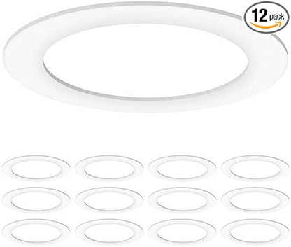 Sunco 12 Pack Goof Rings for 6 Inch Recessed Lights, Flush Mount White Can Light Trim Ring Cover, Outer Diameter 8.6 Inch, Inner Diameter 6.2 Inch, Paintable Surface, Matte Finish