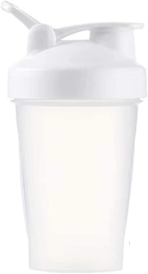 Blender Shaker Bottle with Classic Loop Top& Stainless Whisk Ball16oz (Clear Body16 Oz, White), BTLWHITECLEARUS, WhiteClear