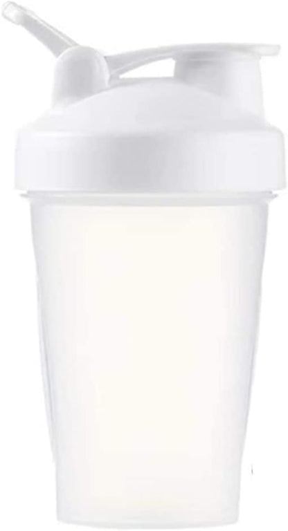 Blender Shaker Bottle with Classic Loop Top& Stainless Whisk Ball16oz (Clear Body16 Oz, White), BTLWHITECLEARUS, WhiteClear