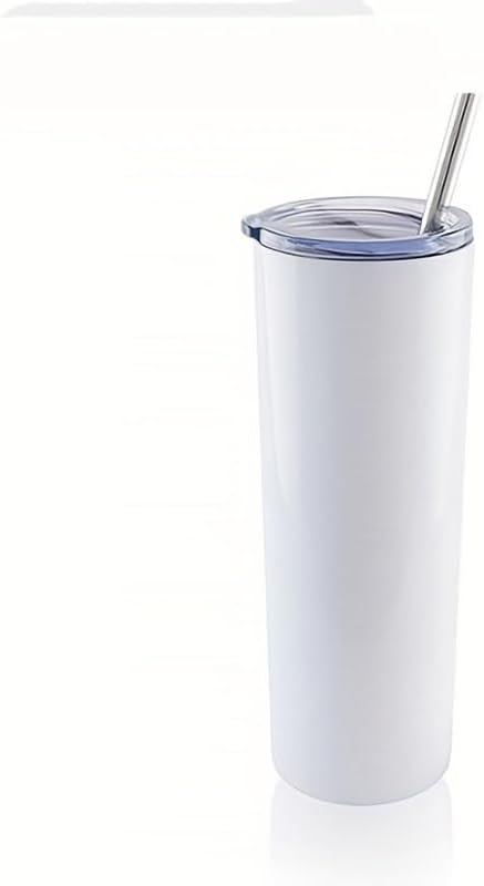 4 pcs Sublimation Stainless Steel Water Bottle, Perfect Coating for Sublimation Printing, Sublimation 20oz Straight Tumbler Blanks for Printing (with Stainless Steel Straw)