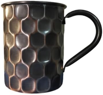 Premium Ayurvedic Copper Mug With Handle- 16OZ473ML Pack of 1 Black Honeycomb Design  100 Pure Copper Moscow Mule Mugs For Drinking  Party Mugs  Drink Ware  Mugs for Drinks
