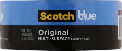 ScotchBlue Original Multi-Surface Painters Tape, 2 Inch Wide (1.88 in. x 60 Yds), 1 Roll Blue Paint Tape Protects Surfaces & Removes Easily, Masking Tape for Indoor and Outdoor Use (2090)