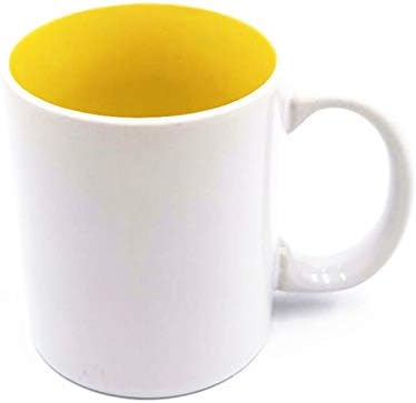 Outer white inner color straight ceramic cup 11oz color glaze mug (yellow)