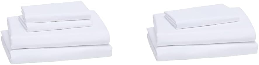 Basics - 4 Piece Microfiber Lightweight Wrinkle-free Breathable Bed Sheet Set, Super Soft Easy Care, 14" Deep Pockets, Queen, Bright White, Solid