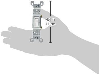 Leviton 1451-WCP 15-Amp, 120-Volt, Toggle Framed Single-Pole AC Quiet Switch, Residential Grade, Non-Grounding, White