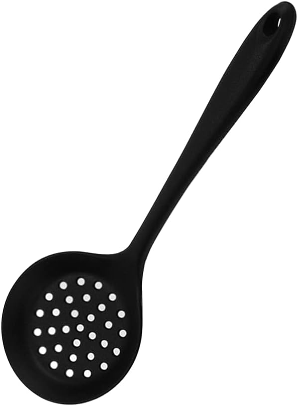 DOITOOL Large Slotted Spoon for Serving Soup Sieve Skimmer Silicone Colander Handle Non-stick Hot Pot Spoon for Cooking