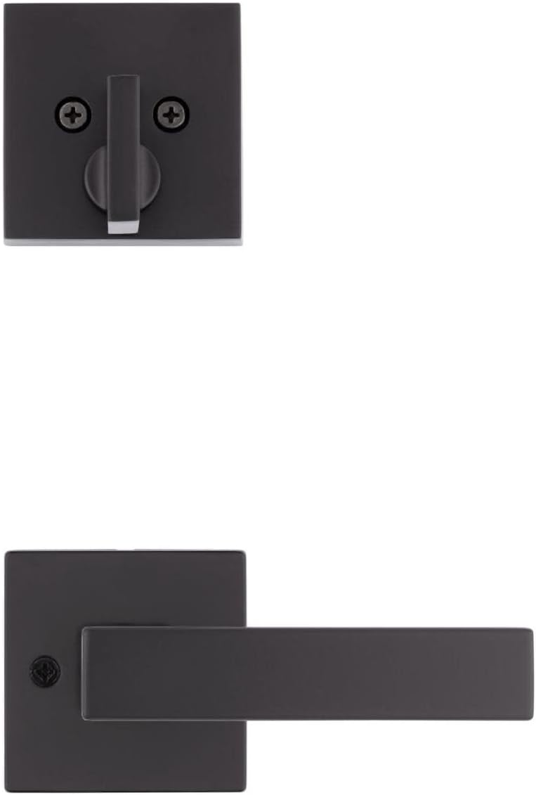 Kwikset 966SAL SQT-514 Kwikset 971SALSQT Singapore Lever Single Cylinder Interior Pack with Square Rose for Handlesets (Matte Black)