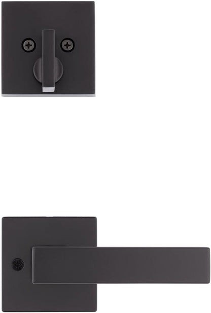 Kwikset 966SAL SQT-514 Kwikset 971SALSQT Singapore Lever Single Cylinder Interior Pack with Square Rose for Handlesets (Matte Black)