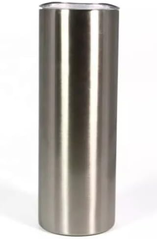 Powder Coated Stainless Steel 20oz Straight Skinny Travel Tumbler with Slide Tab Lid (Stainless Steel)