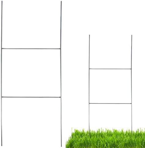 10 x 24 inch H Frame Wire Stake Sign Spikes - Heavy Duty Metal Wire Step Stake Frame for Yard Signs (Pack of 15)