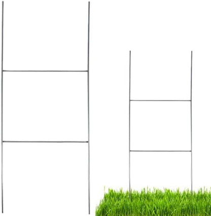 10 x 24 inch H Frame Wire Stake Sign Spikes - Heavy Duty Metal Wire Step Stake Frame for Yard Signs (Pack of 15)