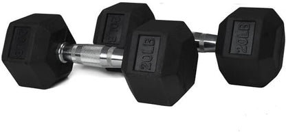 Titan Fitness Pair Free Weights, Black Rubber Coated Hex Dumbbell, Ergonomic Cast Iron Handle, Strength Training
