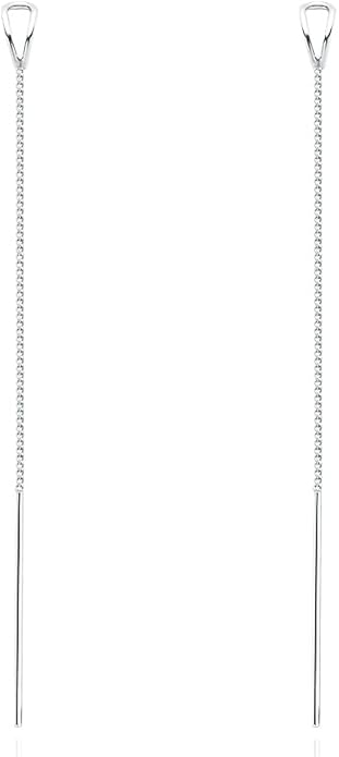 SLUYNZ 925 Sterling Silver Chain Threader Earrings Dangle for Women Teens Long Dangle Earrings Line Earrings Tassel