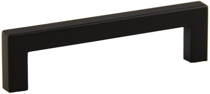 5 Inch Drawer Handle, Modern Square 5-12 Cabinet Pull, Zinc Alloy Metal, Kitchen Cabinet Handle, Center to Center 128mm, with Mounting Screws. (4, Matt Black)