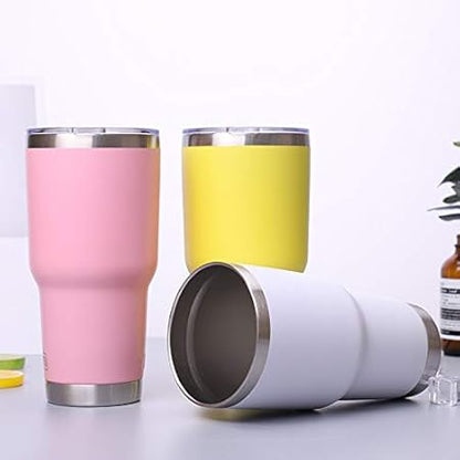 30 oz Stainless Steel Tumbler, Double Wall Insulated Travel Mug with Lid (White)