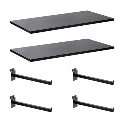 Wood Slatwall Shelves, Slat Wall Shelf Slatwall Acccessory for Garage, Home Improvement, Retail Display (2, 24''x12'')