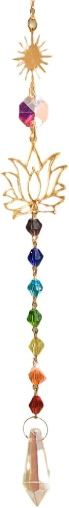 Lotus Sun Catcher Crystals Rainbow Hanging Suncatcher/Chakra Light Catcher Stained Glass Prism for Window/For Outdoor/For Garden Decoration sun catcher 4