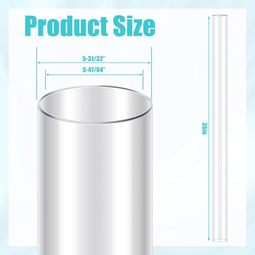 Geetery Clear PC Pipe Long Polycarbonate Round Rigid Plastic Tubing Unbreakable Plastic Tube Clear Tube for Dust Collection Hose Fittings (6 x 36 Inch)