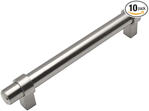 10 Pack - Cosmas 161-128SN Satin Nickel Contemporary Bar Cabinet Handle Pull - 5" (128mm) Hole Centers