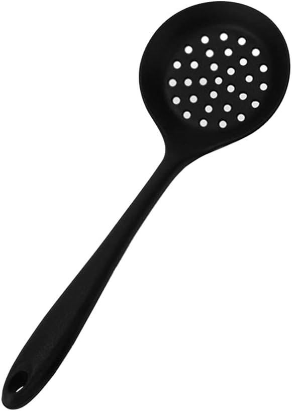 DOITOOL Large Slotted Spoon for Serving Soup Sieve Skimmer Silicone Colander Handle Non-stick Hot Pot Spoon for Cooking