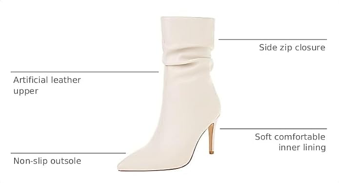 Womens Pointed Toe Heel Boots Stiletto Heels Mid-Calf Boots Zipper Booties
