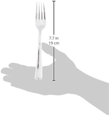 Plastic Cutlery Silverware Extra Heavyweight Disposable Flatware, Full Size Plastic Forks Like Silver 24 Pack
