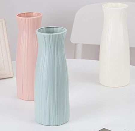 Ceramic Look Plastic Vase - Unbreakable Vase for Flowers (Narrow Seashell White)