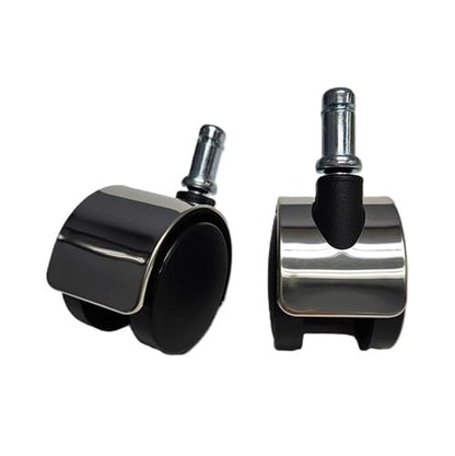55C5-2" Chrome Standard Replacement Office Chair Casters Hard Wheels for Soft Floor - Set of 5 - Standard Size Stem 716 Inch Dia x 78 Inch Long.