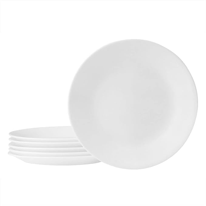 Corelle Vitrelle 3-Piece Salad er Frost White Appetizer Plate Set, Triple Layer Glass and Chip Resistant, 6-34-Inch Lightweight Round Plates