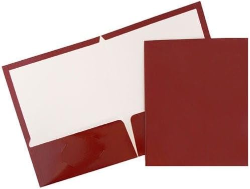 JAM PAPER Laminated Two Pocket Glossy Folders - Maroon Red - 3/Pack