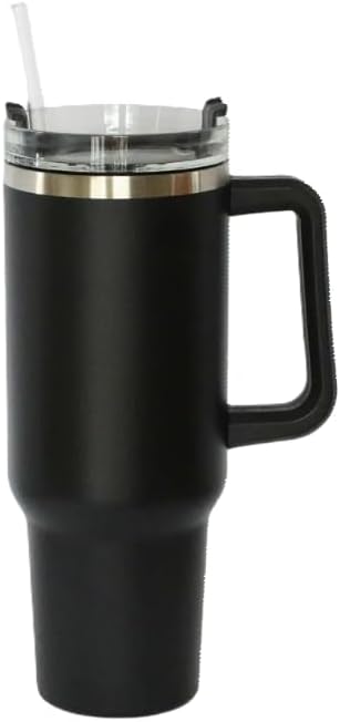Ultimate Hydration 40oz Sublimation Tumbler with Handle, Lid and Straw - Perfect for Water, Coffee, and Tea,Your Perfect Travel Companion, 3.9, Black