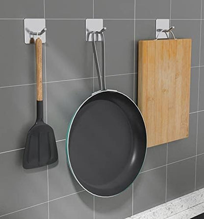 VIVII 6 Pack Adhesive Hooks, 3M Self Adhesive, Metal Wall Sticky Hooks Hanger for Keys Bags Clothes Hat Towel, Kitchen Bath Room Living Room No Drilling Needed
