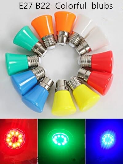 LED Bulb Colorful 1W 3W 5W E27 B22 220V Indoor Red Blue Green Pink Warm White Bulb Home Lighting Christmas(B22,RED_1W 220V)
