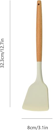 Silicone Soup Ladle - Silicone Spatula, Spatula Wood Handle  Silicone Cooking Utensils Heat Resistant, Non-stick Kitchen Spatula Slotted Turner, Kitchen Utensil Spatula for Baking Mixing Grilling